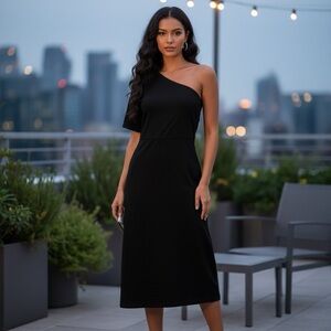 Who What Wear Black One-Shoulder Dress. Size Medium. A Line